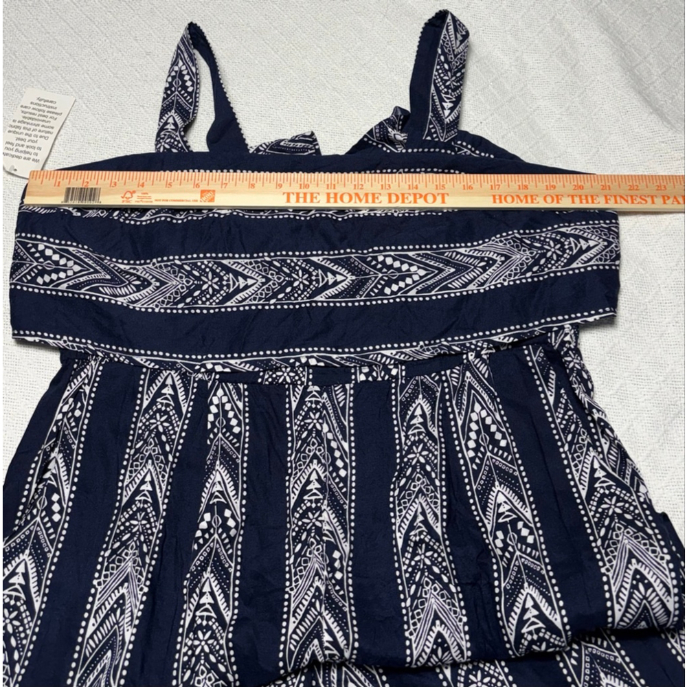 ‼️🙌‼️ Woman Within Tribal Navy & White Flounce Bodice Cullotte Jumpsuit Size 16W - Picture 5 of 12